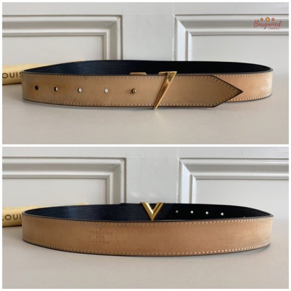 Authentic Louis Vuitton Black Epi Calfskin Leather Essential V Buckle Belt 80/32 main image 11